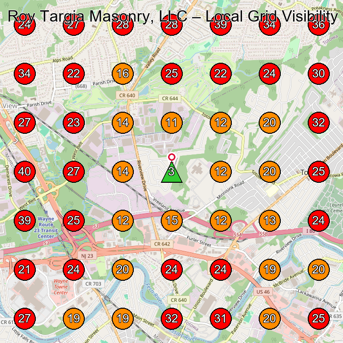 Roy Targia Masonry, LLC GeoGrid visibility map for Masonry Contractor in Little Falls